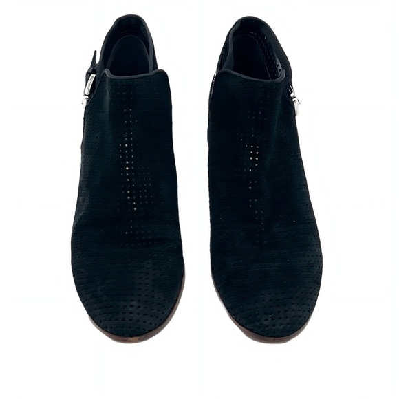 Sam Edelman Paula Black Suede Perforated Western Low Block Heel Ankle Boots Sz 8 - Picture 4 of 13